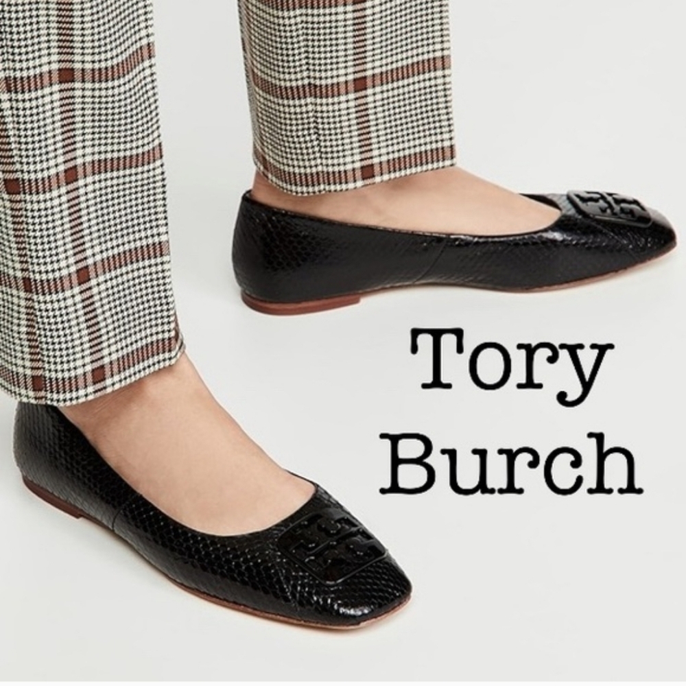 Tory Burch Black Snake Georgia Flats Size 10.5 - Picture 3 of 9